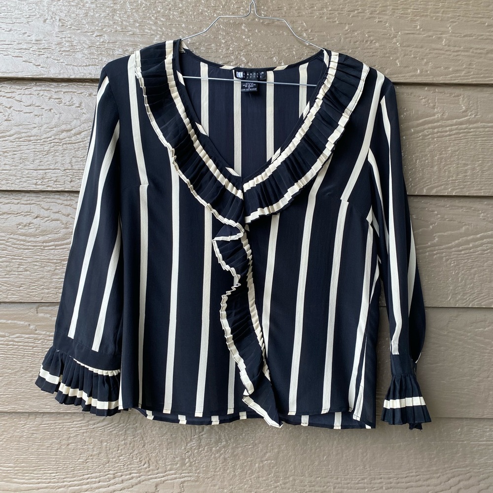 Carole Little silk stripe womens blouse